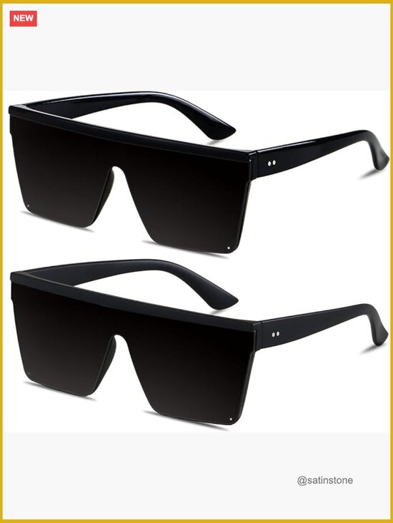 Square Oversized Flat Top Shield Sunglasses UV Protection Rimless main image 4